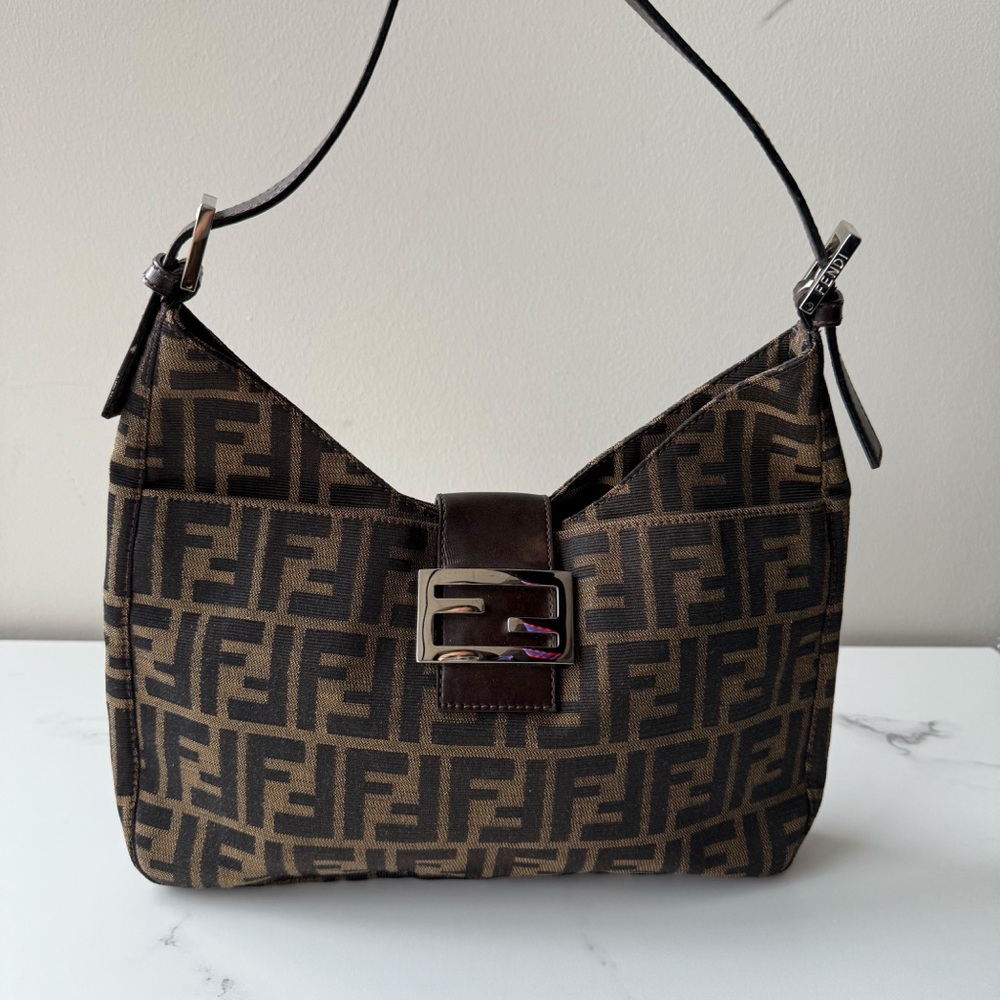 Fendi Black and Brown FF Shoulder Bag
